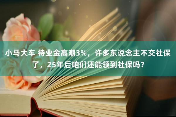 小马大车 待业金高潮3%，许多东说念主不交社保了，25年后咱们还能领到社保吗？