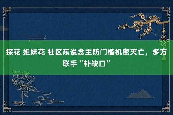 探花 姐妹花 社区东说念主防门槛机密灭亡，多方联手“补缺口”