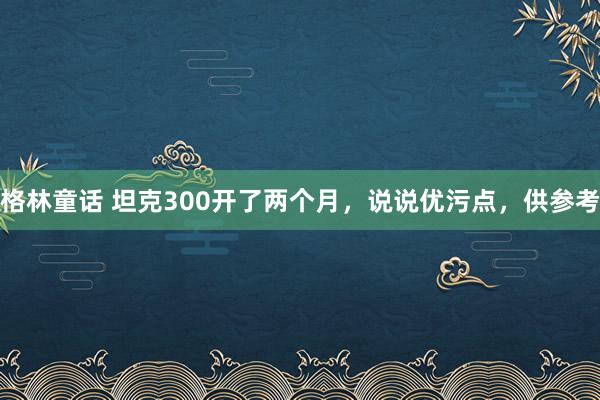 格林童话 坦克300开了两个月,说说优污点,供参考