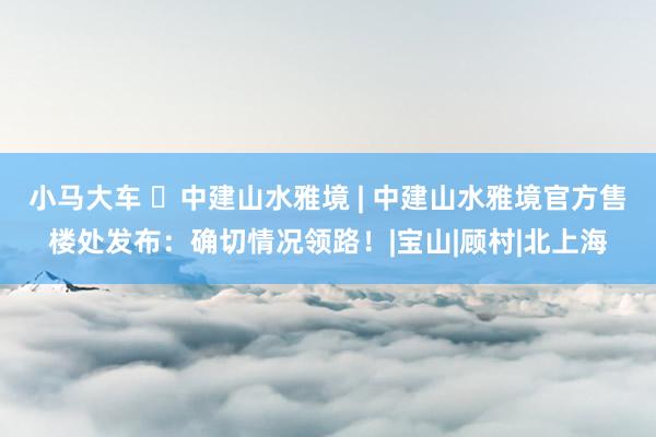 小马大车 ◈中建山水雅境 | 中建山水雅境官方售楼处发布：确切情况领路！|宝山|顾村|北上海
