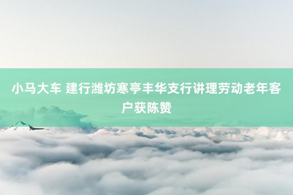 小马大车 建行潍坊寒亭丰华支行讲理劳动老年客户获陈赞