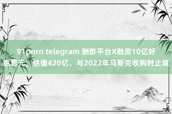 91porn telegram 酬酢平台X融资10亿好意思元，估值420亿，与2022年马斯克收购时止境