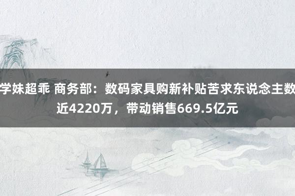 学妹超乖 商务部：数码家具购新补贴苦求东说念主数近4220万，带动销售669.5亿元